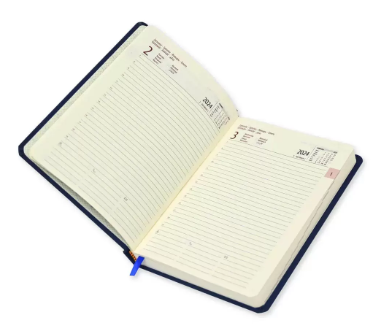 FIS 2024 International Diary A5 7-Languages Italian PU 1-Side Padded Blue - FSDI136-7P24BL