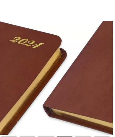 FIS Golden Bonded Leather Pocket Diary 2024 (English) Brown - FSDI10EGB24BR