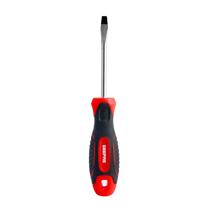 Geepas Precision Screwdriver - Slotted Screwdriver With Soft Grip Rubber Insulated Ergonomic Handle - CR-V Build, Magnetic Tip And Hanging Hole For Easy Carry - Bicolored Red/Black - (SL 5x100mm)