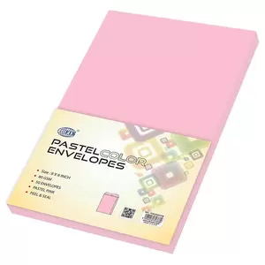 FIS Color Envelopes, Peel & Seal, Pastel Pink Colors, Pack of 50 Pcs. 9 x 6 inch, 80 GSM - FSEC8032PP50