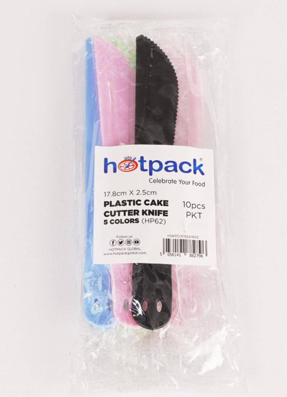 Plastic Cake Cutter Knife 5 Colors 10 Pieces