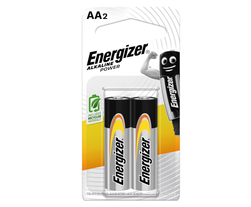 Energizer 2-Piece Alkaline AA Battery Silver/Black