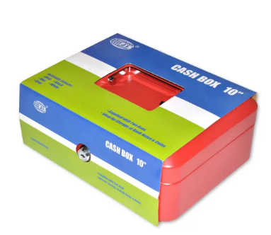 FIS Cash Box with Key 10 Inch, Matt Finish Red Color - FSCPTS0025RE