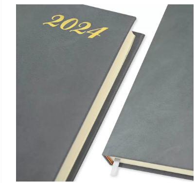 FIS A5 Bonded Leather Russian Diary 2024 (Russian/English) Grey - FSDIRUB0124GY