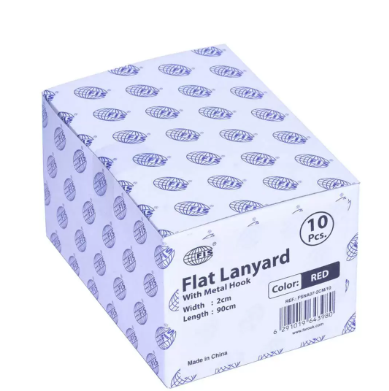 10-Piece FIS Flat Lanyard Red with Metal Hook 2X90cm - FSNA07-2CM/10