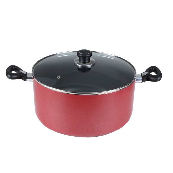 Royalford RF8500 10 Pcs Aluminum Non-Stick Cookware Set - Portable Cool Touch Handle Heat Resistant Handles Scratch Resistant, Tempered Glass Lids, Uniform Heat, Bakelite Knobs, & Spiral Bottom