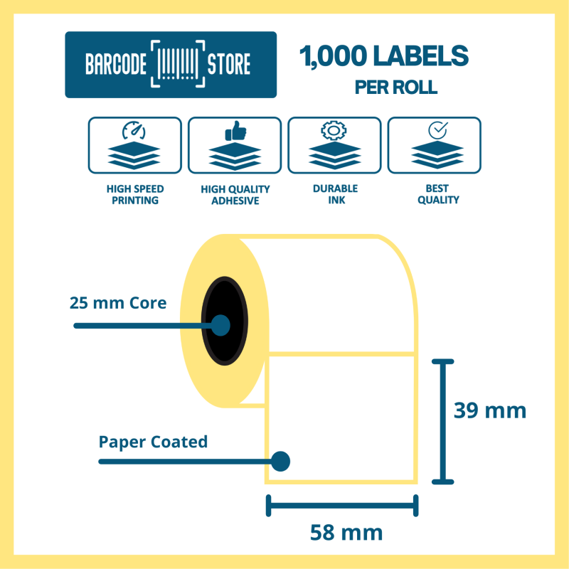 Direct Thermal Cargo Labels 58mm x 39mm x 1000 labels per roll