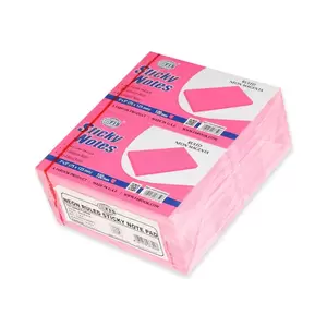 FIS Sticky Note Pad, 3X5 inches, Pack of 12, Ruled Neon Magenta -FSPO3X5RNMG