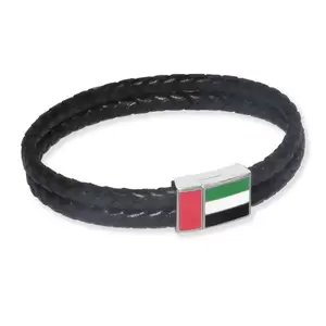 FIS Bracelet With Genuine Leather Black Color