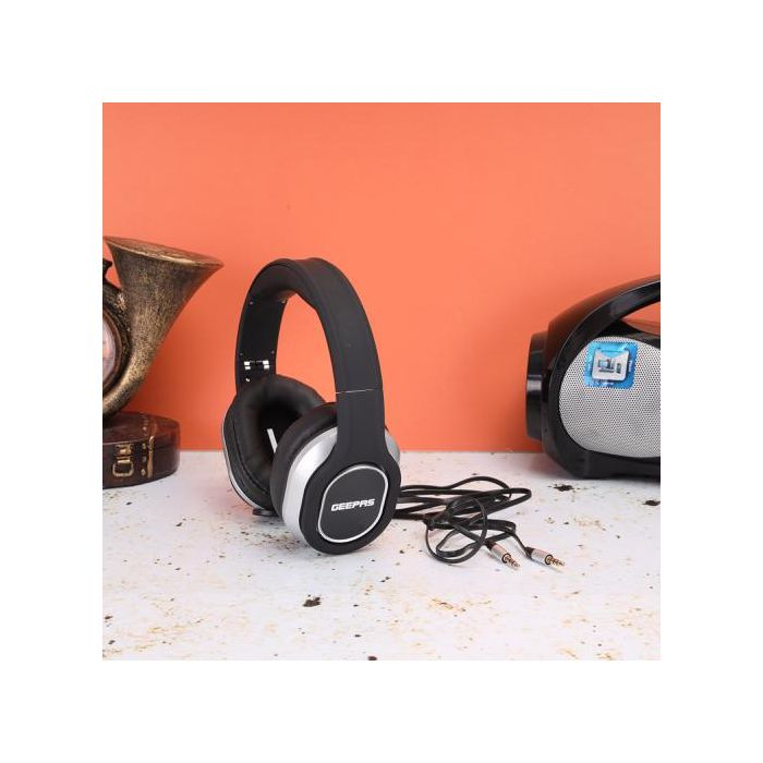 Geepas Stereo Bluetooth Headphones - Hands-Free Calling, Hi-Fi Mega Bass Stereo Foldable Wireless Stereo With 1.5M Cable| Ideal For SmartPhone/Tablets/Laptop