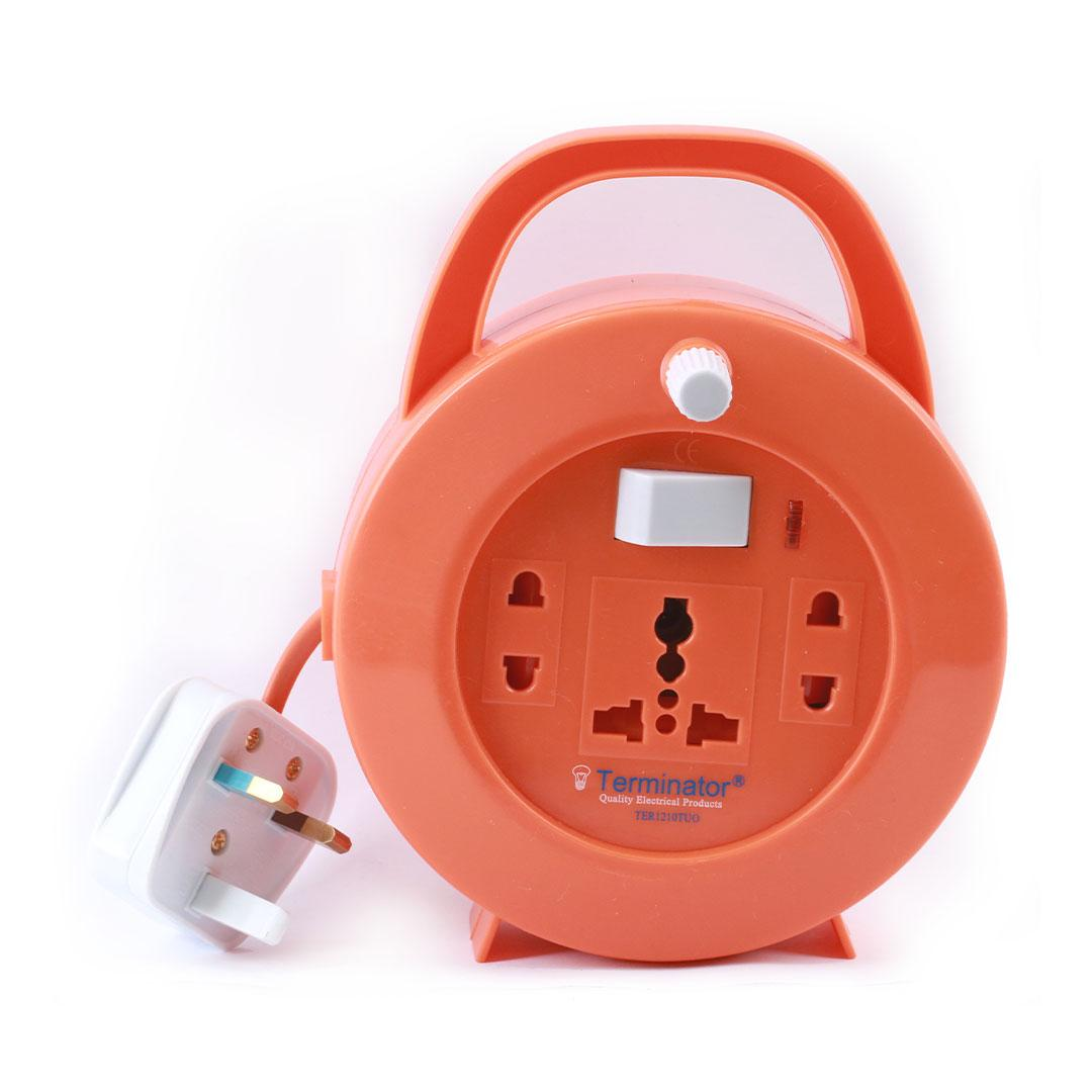 3 Way Extension Reel Mini With Shutter 10M Cable 13A