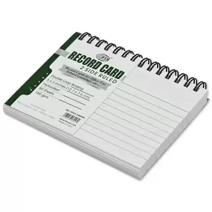 FIS Ruled Record Card 180 GSM 5X3 Inch Double Loop Spiral 50 Sheets White -FSIC53-180SPWH