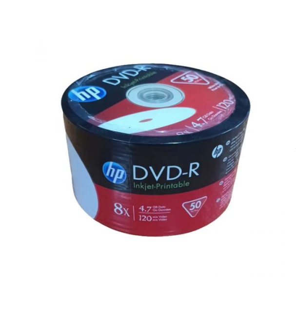 Hp DVD-R Inkjet Printable 8 x 4.7GB 50Pcs Shrink Pack