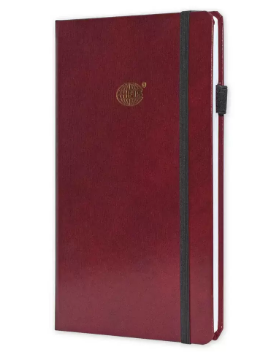 FIS Budget Planner with Elastic Pen Loop German Bonded Leather, Size A5, White Paper, 100 GSM, 128 Pages, Hard Cover, Round Corners, Colour Maroon - FSORA5BPLANBLMR