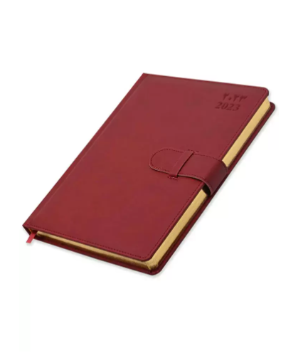 FIS Golden Agenda Diary 2023 (Arabic/English) Italian PU, 1-Side Padded, Maroon - FSDI75AEPG23MR
