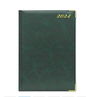 FIS A4 Diary 2024 English (Golden Corners) Green - FSDI42E24GR