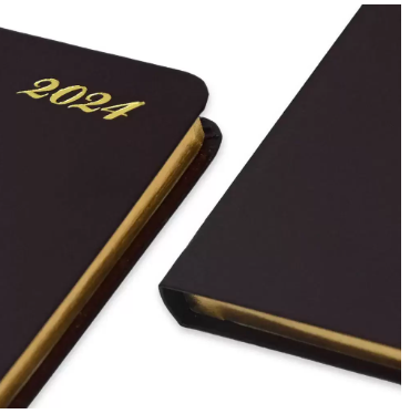 FIS Golden Bonded Leather Pocket Diary 2024 (English) Burugundy - FSDI10EGB24BU