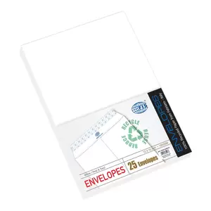 FIS White Envelopes Recycled, Peel & Seal, Pack of 25 Pcs. 12 x 10 Inch, 100 GSM - FSWE1034PRC25