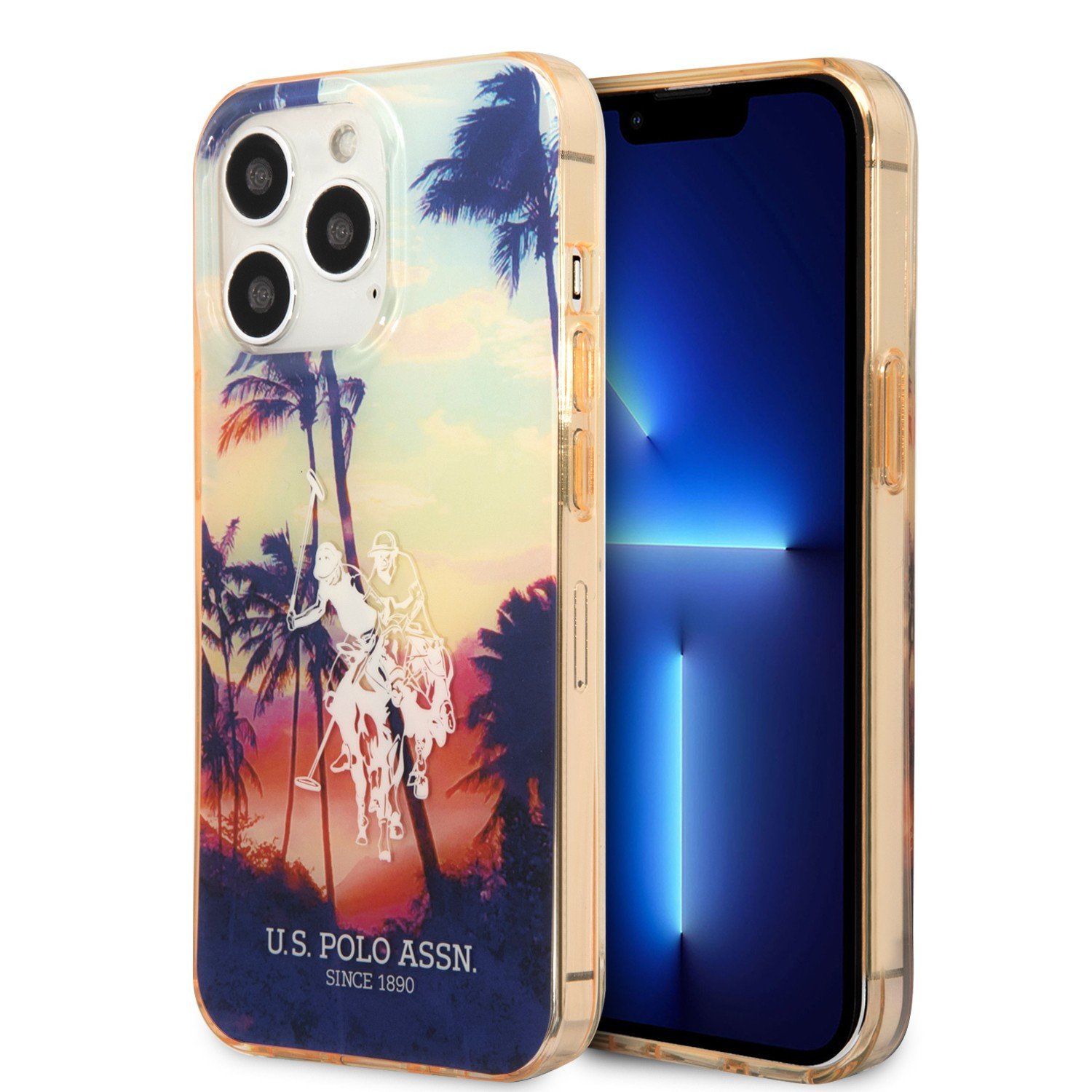 USPA PC/TPU Case With California Design & Horse Dyed Bumper For iPhone 14 Pro - Red