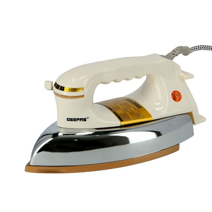 Geepas Dry Iron 1200W - Non-Stick 60 Microns Teflon Coating | Adjustable Temperature, Pilot Indicator Lamp, Overheat Protection | 7 Years Warranty