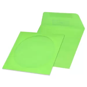 FIS Pack of 25 Color Envelopes, 80 GSM, Glued, Size 125X125mm, With Window, Color Green