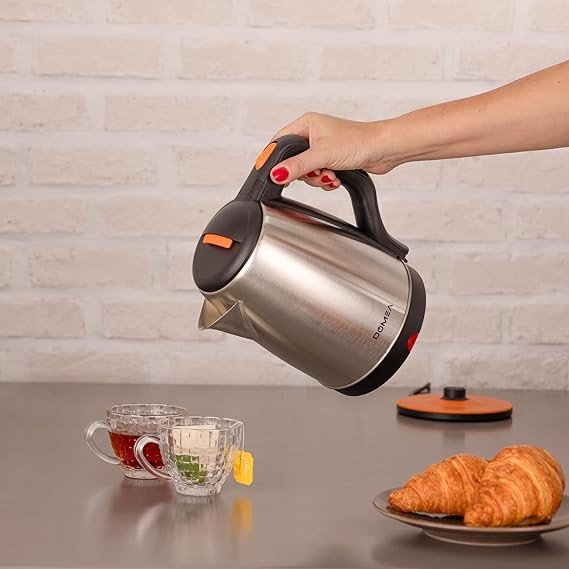 DOMEA® Stainless Steel Electric Kettle, 1.8L, Quick Boil, Auto Shut-Off, Cordless with 360-Degree Swivel Base, 1500 Watts