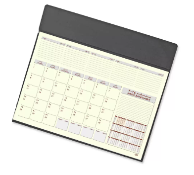 FIS Year Planner 2024 (Arabic/English) Italian PU with Desk Blotter, Dark Brown - FSDKPUBAE24DBR