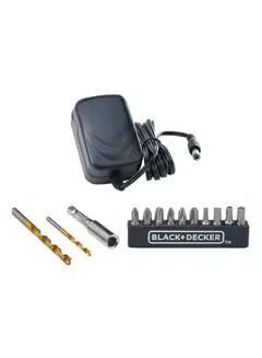 Black & Decker Cordless Drill Driver 12V with 13pcs Bits in Kit box For Drilling and Fastening - LD12SP-B5
