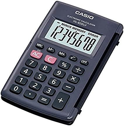 Casio HL820LV-BK Portable Calculator with Flap Cover