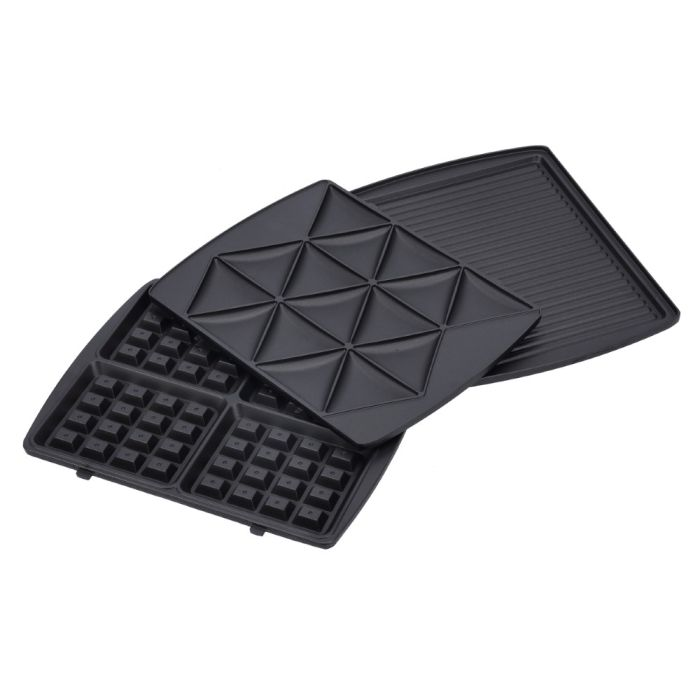 Geepas 1400W 3 In 1 Slice Sandwich Maker - Portable Non-Stick Plate Grill, Samosa Maker | Handle Locking System With Indicator Lights | Overheat Protection