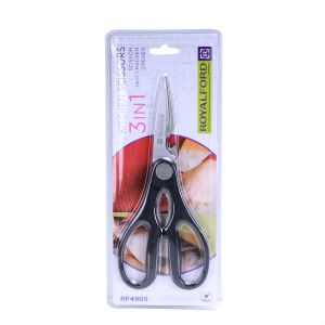 Royalford 3 In 1Kitchen Scissor - Stainless Steel - Black