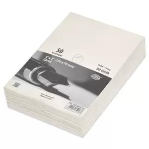 FIS Pack of 50 Color Envelopes, 90 GSM, Size 4 X 3 Inch, Glued, Color Ivory