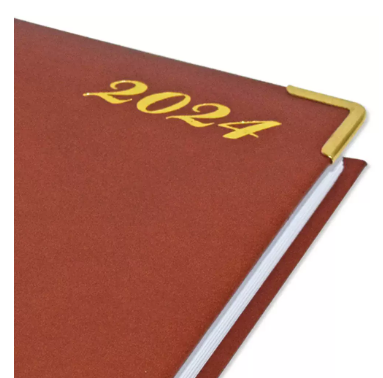Fis 2024 A5 Diary,Gold Corners,English Vinyl 1Side Padded Brown -FSDI22E24BR