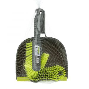 Royalford 4Pcs Brush With Dust Pan - Plastic - Grey