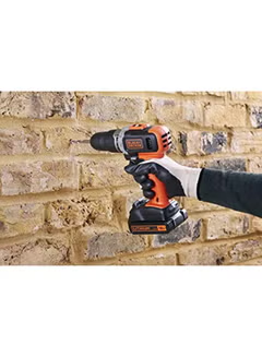 18V Li-Ion Cordless Hammer Drill Kit With 160 Accessories In Kitbox / 2 x 1.5Ah Batteries Black/Orange