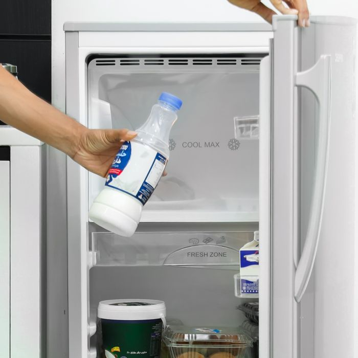 Geepas Single Door Direct Cool Refrigerator- GRF2059SPE| Quick Cooling With Defrost Technology| Glass Shelves, Transparent Door Basket, Extra Space And Long Lasting Freshness| Low Noise Design And Low