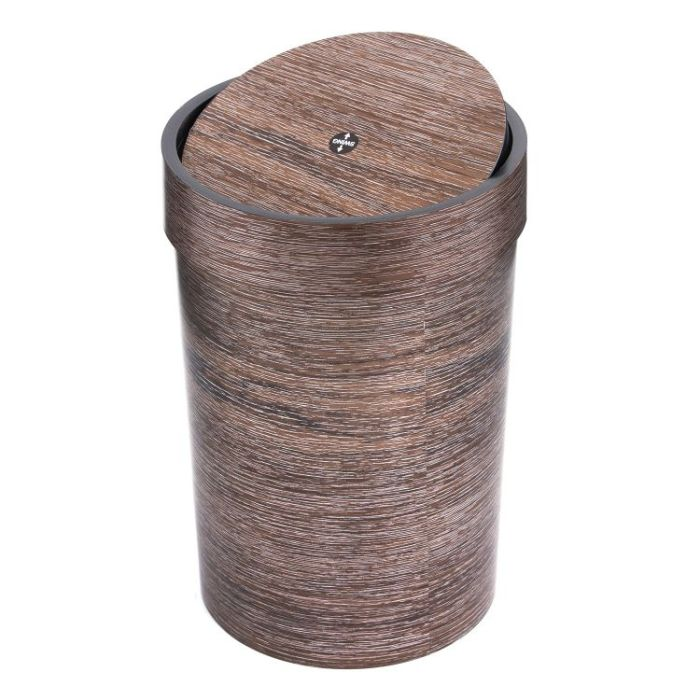 Royalford RF8693 8L Dust Bin - Swing Top Lid, Durable Design, Unique Wood Finishing And Polymer Material - Trash Bin Perfect For Home Or Office Use - Easy To Clean, Smooth Polishing Surface & Stylish 