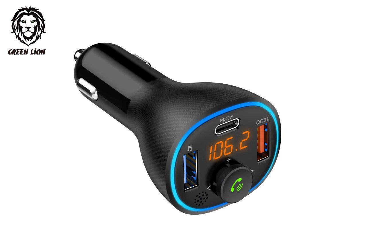 Green Wireless Hands-Free Car Kit with Built-In FM Transmitter