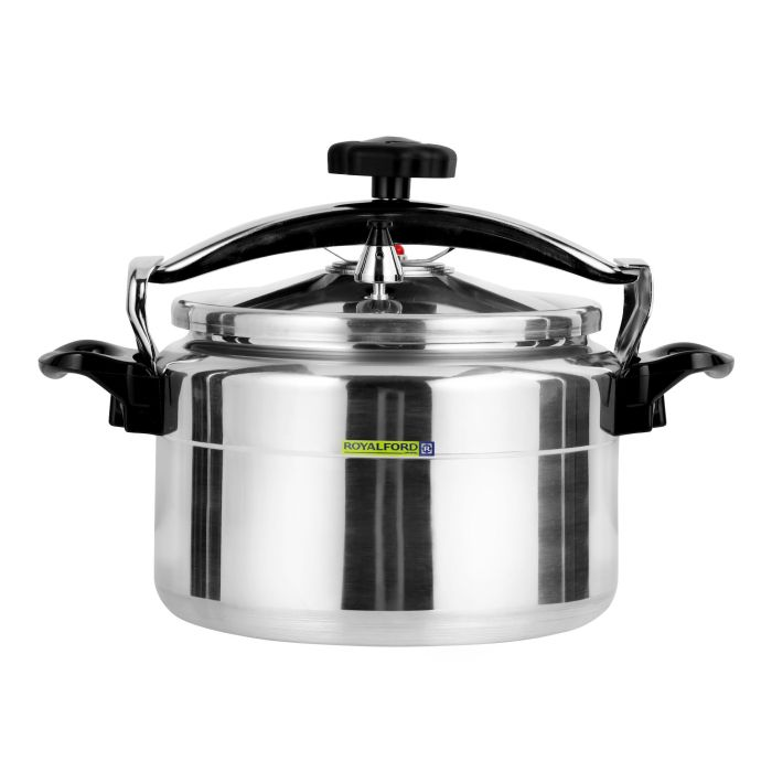 Royalford 11.0 L Aluminum Pressure Cooker- RF11176| Equipped With Multi-Safety Device And Unique Pressure Indicator| Durable Aluminum Alloy Construction With Firm Handles| Compatible With Gas, Ceramic