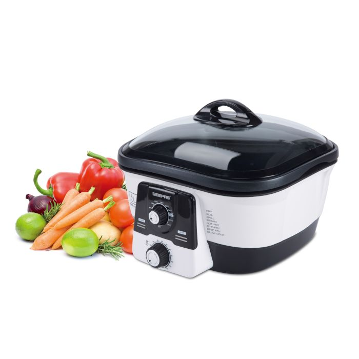 Geepas GMC35019UK 8-In-1 Multi-Cooker For Cooking, Baking, Frying, Steaming, Grilling And More, With 6L Capacity, Non-Stick Inner Pot, And 2-Years Warranty