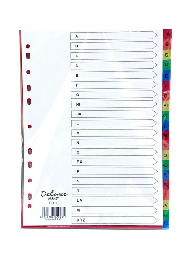 Deluxe 10-Piece A-Z A4 Plastic Divider Multicolour