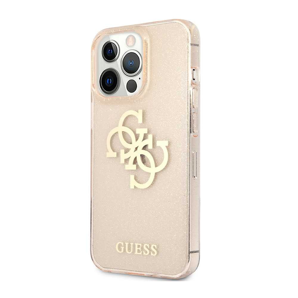 Guess TPU Full Glitter Cases 4G Logo For iPhone 13 Pro (6.1") - Gold
