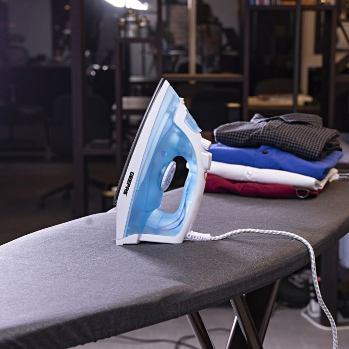 Geepas 1600W Multifunctional Steam Iron For Crisp Ironed Clothes - Non-Stick Soleplate, Wet/Dry Function & With Temperature Control- Dry/Steam Burst/Vertical Steam/Spray Function - 2 Years Warranty