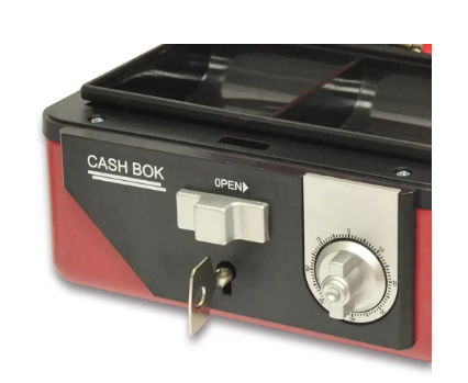 FIS Cash Box Steel Red Color With Number/Key lock, 152 x 115 x 80 mm, 6 Inch Lock Size - FSCPTS1036CRE