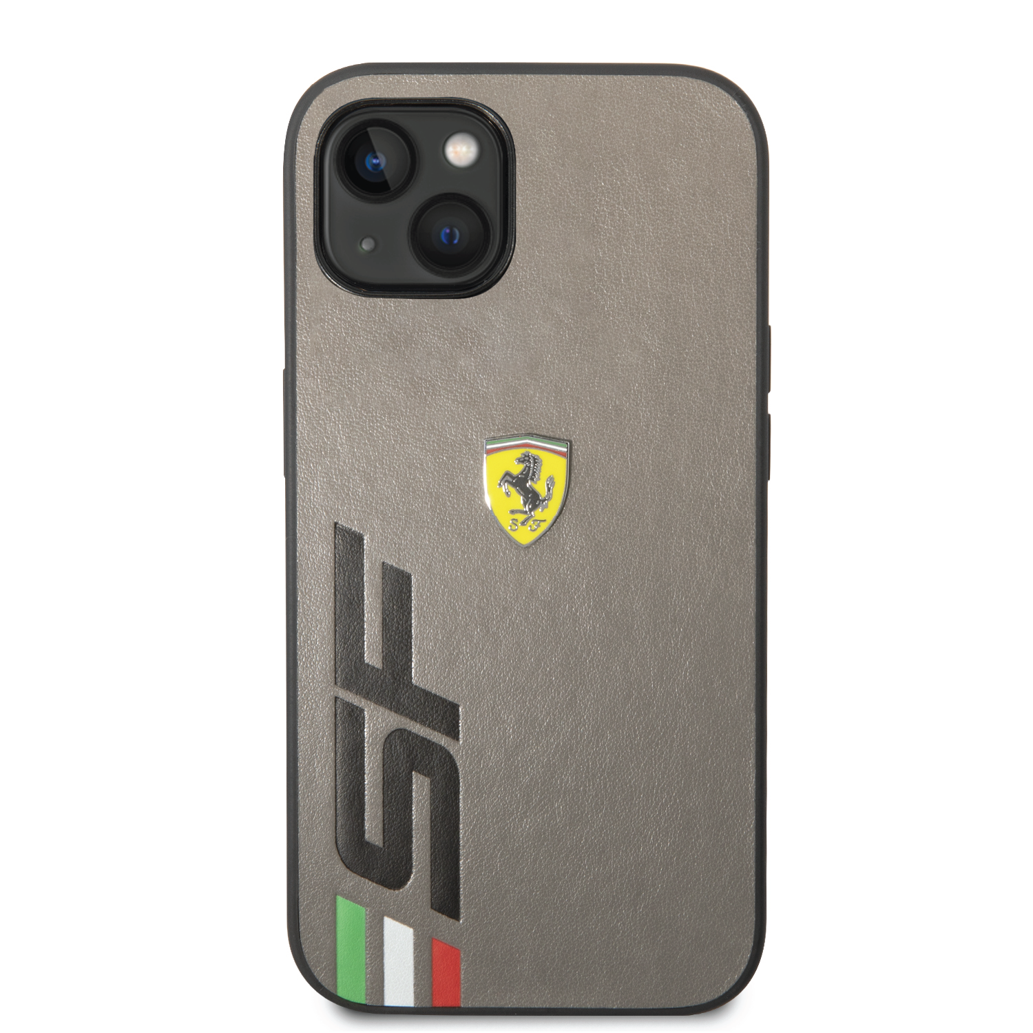 Ferrari PU Leather Case With Printed Big SF Logo For iPhone 14 Plus - Grey