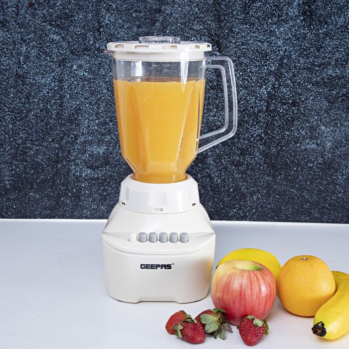 Geepas GSB5362 400W 2 In 1 Blender - Stainless Steel Blades, 4 Speed Control With Pulse | Over Heat Protection| Chopper, Coffee Grinder & Smoothie Maker