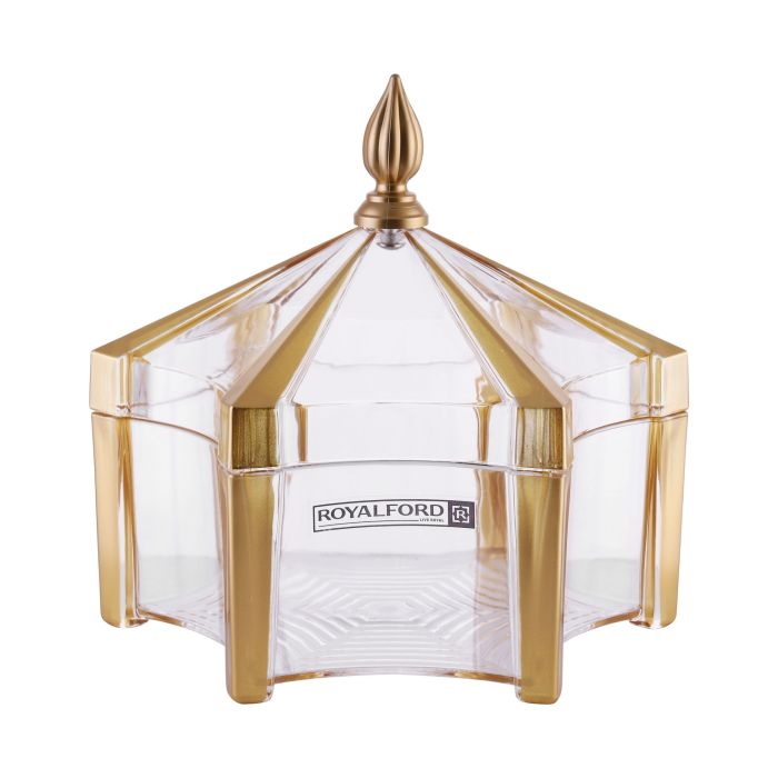 Royalford RF9522 20x20 Cm Acrylic Round Candy Bowl With Lid - Portable Candy Sweet Jar Covered Sugar Bowl Small Decorative Cookie | Freezer & Dishwasher Safe | Ideal For Chocolates, Candy, Cookies & M