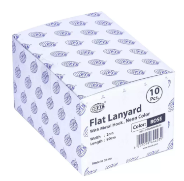 10-Piece FIS Neon Color Flat Lanyards with Metal Hook, Neon Rose Color, 2x90cm - FSNANROSE/10