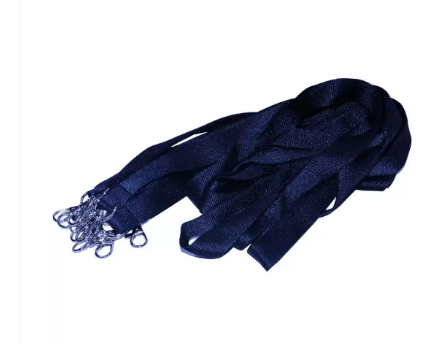 10-Piece FIS Flat Lanyard Black with Metal Hook 2X90cm - FSNA02-2CM/10