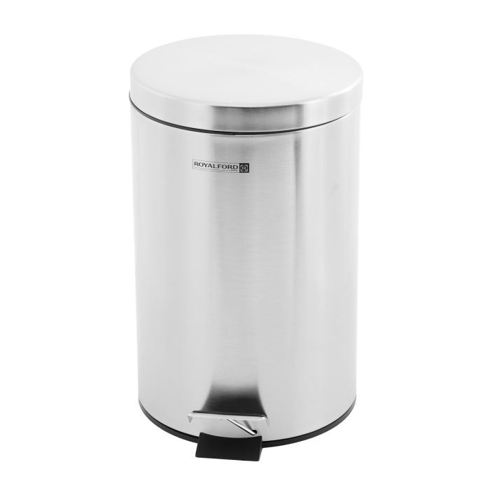 Royalford RF5127 Stainless Steel Pedal Bin, 12L - Fingerprint Proof, Rust Resistant, Odor Free & Hygienic - Stainless Steel Handle, Strong Plastic Bucket Inner, Soft Close Lid And Plastic Base